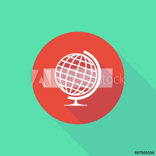500x500 Long Shadow Do Not Enter Icon With A World Globe