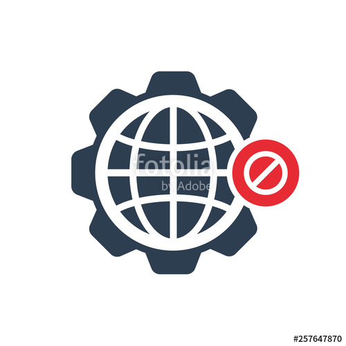 500x500 World Icon With Not Allowed Sign World Icon And Block, Forbidden