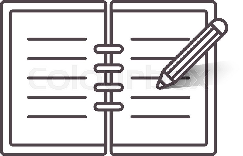 800x515 Flat Line Open Notebook Icon With Stock Vector Colourbox