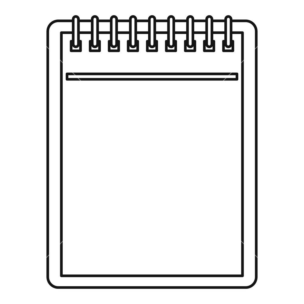 1000x1000 Blank Spiral Notepad Icon In Outline Style Isolated Vector