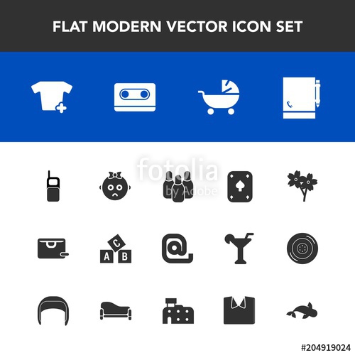 500x500 Modern, Simple Vector Icon Set With Shirt, Fish, Retro