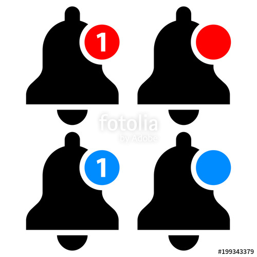 500x500 Simple, Flat Notification Bell Icons Two Color Variations