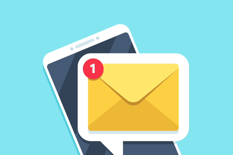 800x533 Flat Email Notification On Smartphone Sms Icon Or Mail Message