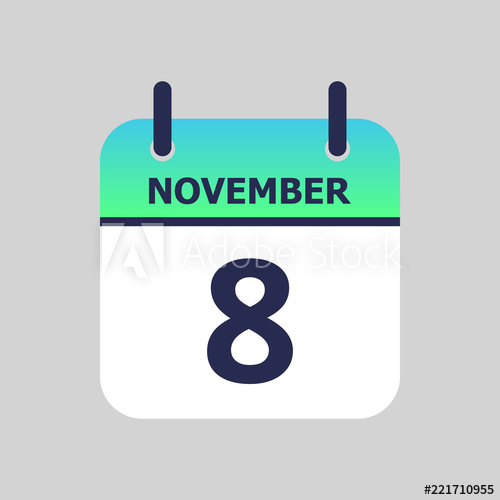 500x500 Flat Icon Calendar Of November Isolated On Gray Background