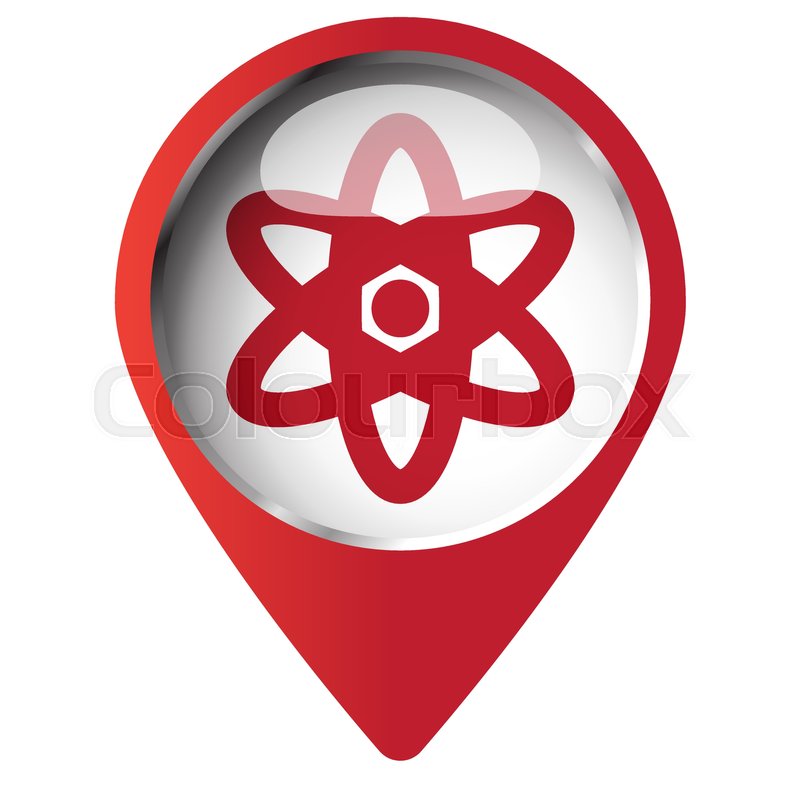 800x800 Map Pin Symbol With Nuclear Icon Red Stock Vector Colourbox