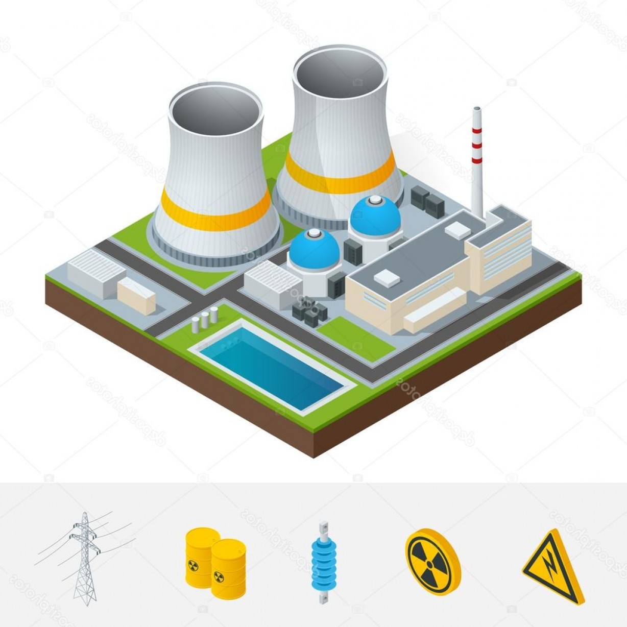 1228x1228 Vector Isometric Nuclear Power Plant Icon Soidergi