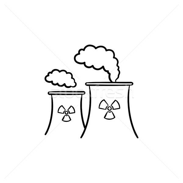 600x600 Nuclear Power Plant Hand Drawn Sketch Icon Vector Illustration