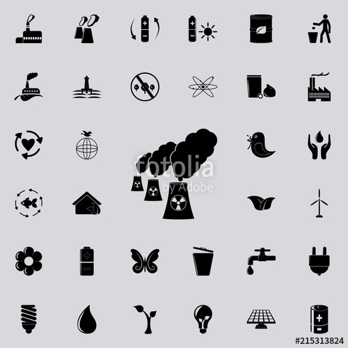 500x500 Pollution From A Nuclear Power Plant Icon Detailed Set Of Ecology