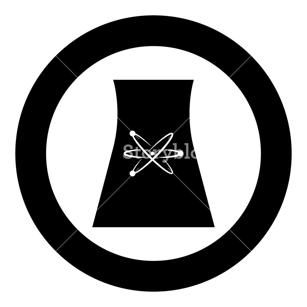 1000x1000 Cooling Tower Of Nuclear Power Plant Black Icon In Circle Vector