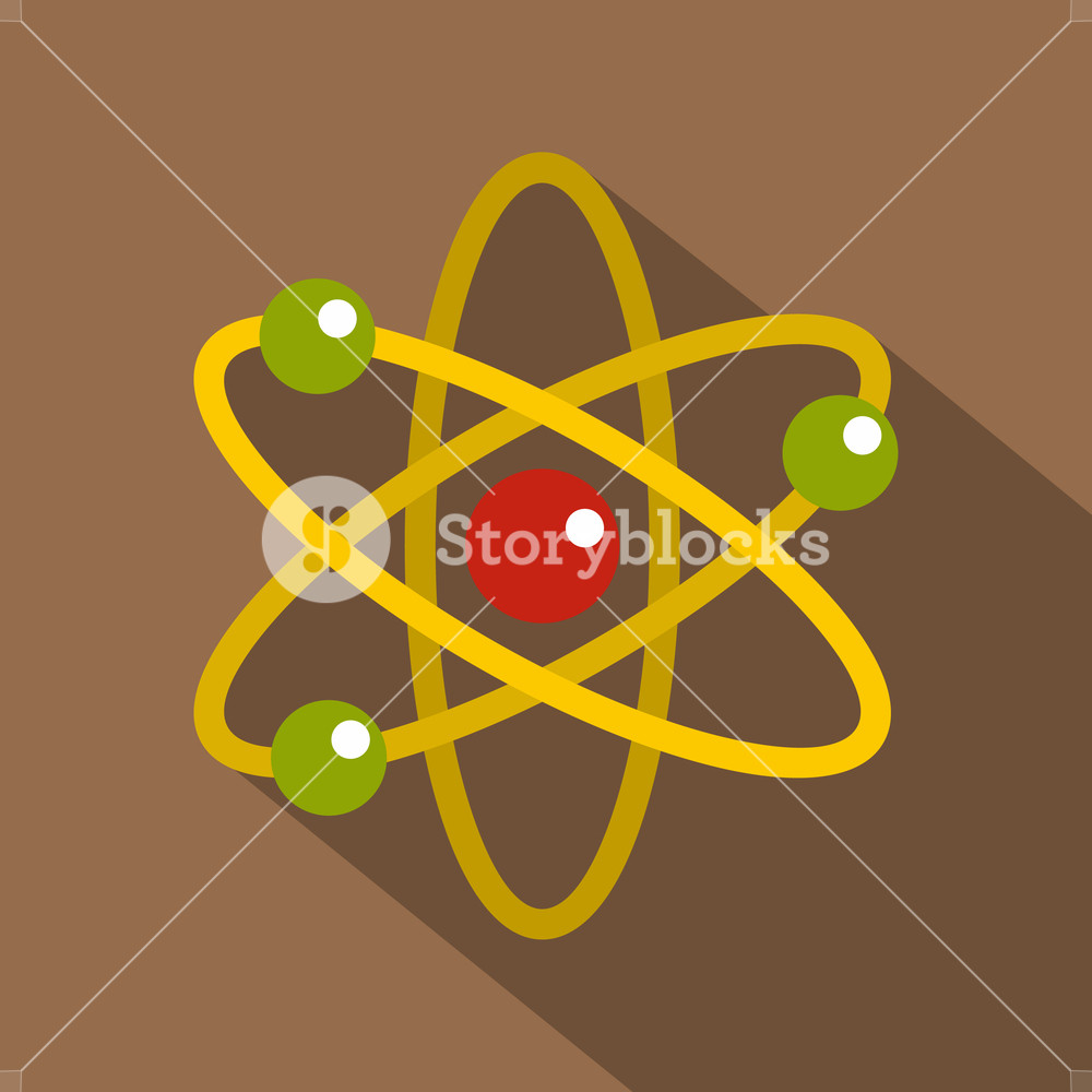 1000x1000 Nucleus And Orbiting Electrons Icon Flat Illustration Of Nucleus