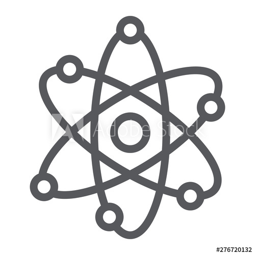 500x500 Atom Structure Line Icon, Scientific And Nuclear, Nucleus Sign