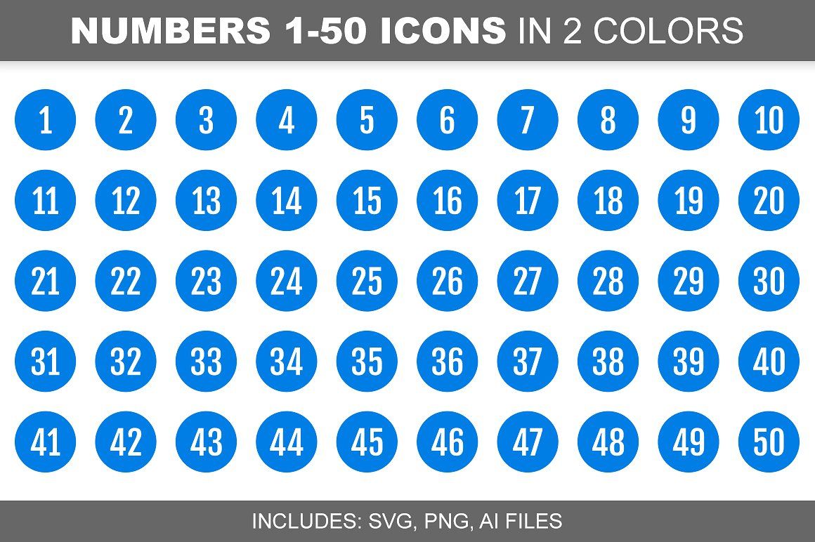 1160x772 Blue Number Icons In Colors