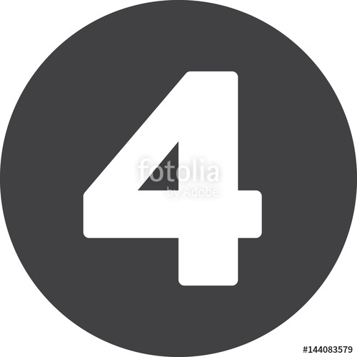 500x500 Four, Number Flat Icon, Circular Sign Stock Image And Royalty
