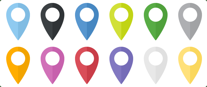 698x296 Flat Map Markers Icons Set With Custom Icon Design Service