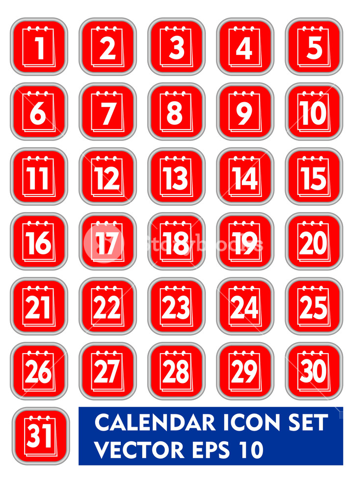 707x1000 Calendar Icon Set In Red And White Design Square Icons With Thin