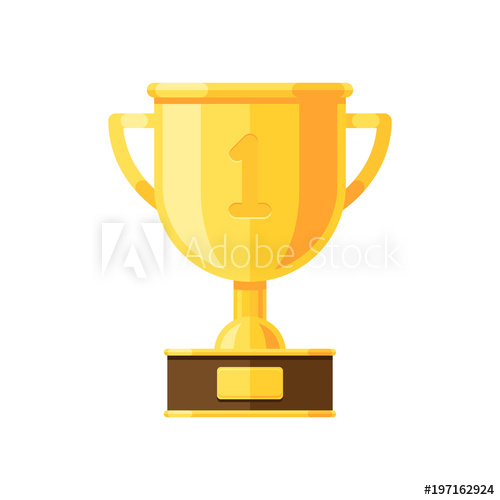 500x500 Gold Cup Icon Cup Champion, Winner Trophy With Number One Vector