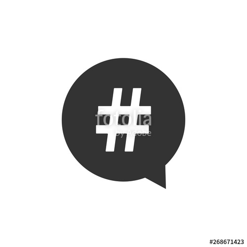 500x500 Hashtag In Circle Icon Isolated Social Media Symbol, Concept