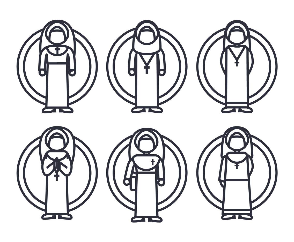 1136x936 Nun Icon Vector Set Vector Art Graphics