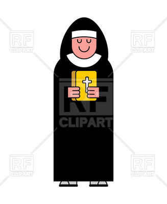327x400 Nun And Bible Contour Style Icon Vector Image Of People