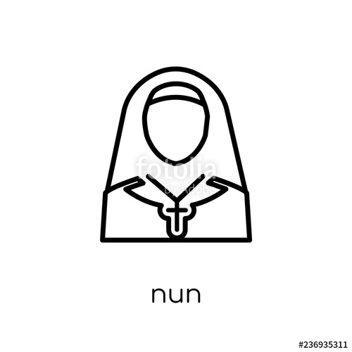 500x500 Nun Icon Trendy Modern Flat Linear Vector Nun Icon On White