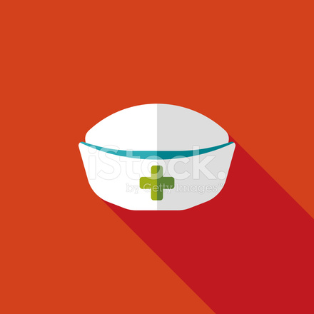 440x440 Nurse Hat Flat Icon With Long Shadow Stock Vector