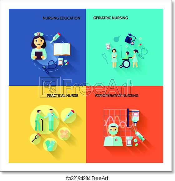 561x581 Free Art Print Of Nurse Icon Set Flat Nurse Education Geriatric