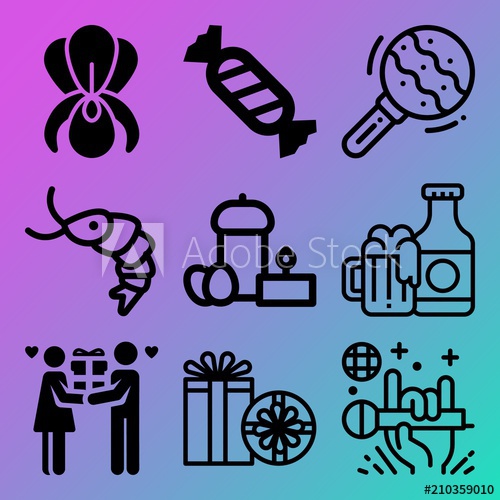 500x500 Vector Icon Set About Birthday Party With Icons Related