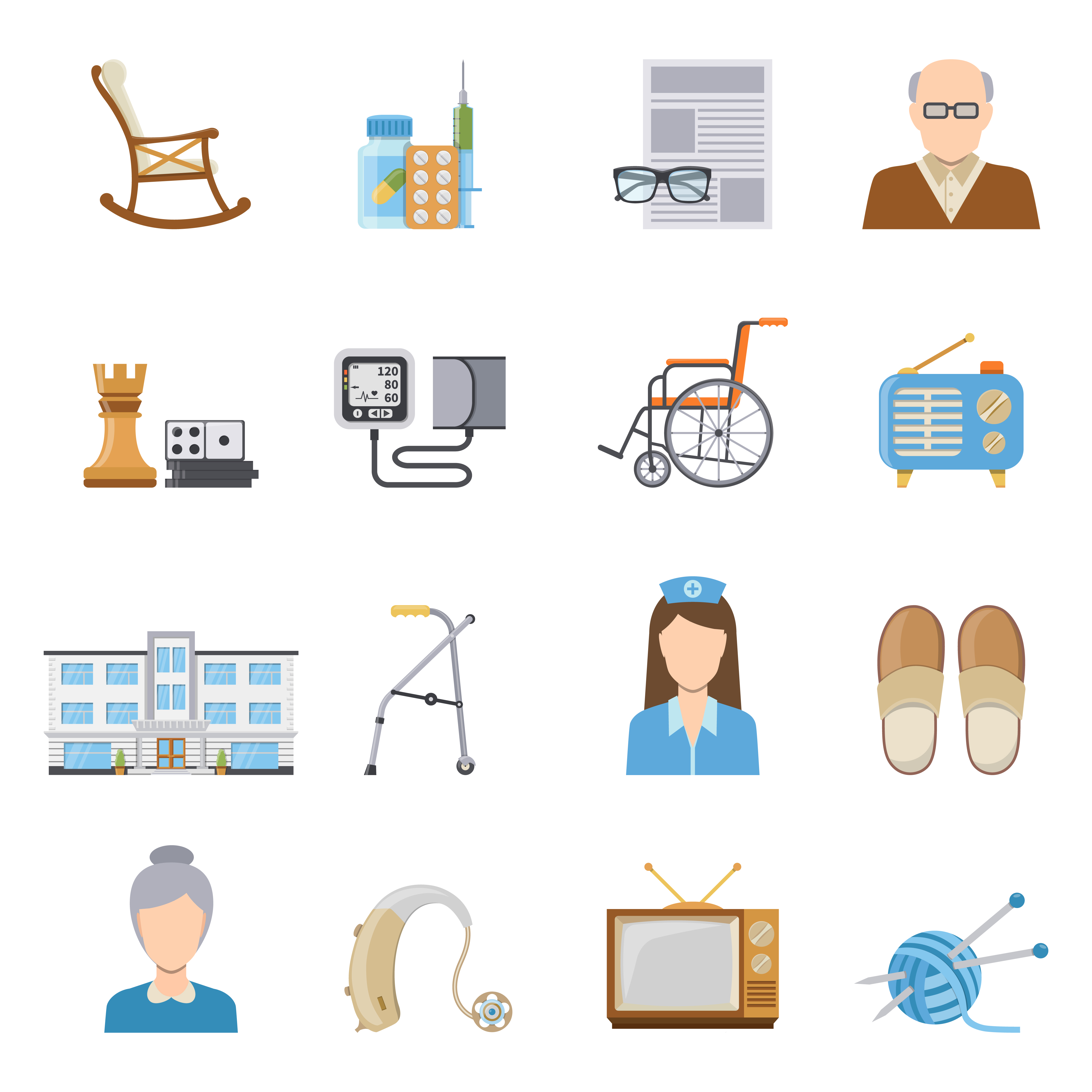 4500x4500 Elderly Care In Nursing Home Icons