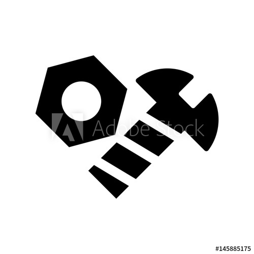 500x500 Pictogram Bolt And Nut Icon Black Icon On White Background