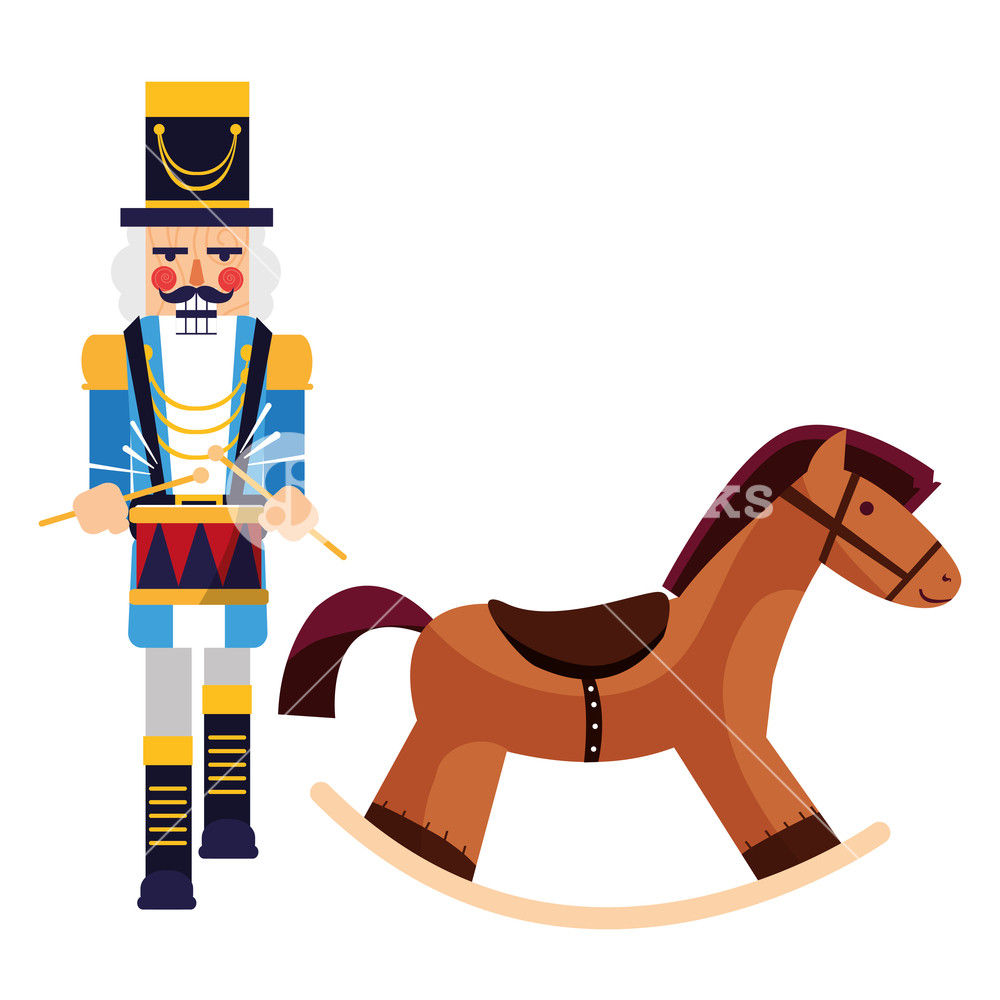 1000x1000 Wooden Horse And Nutcracker Icon Over White Background, Vector
