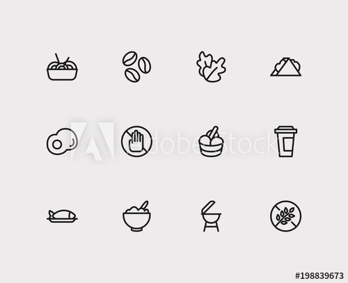 Sandwich And Nutrition Icon Line Set With Noodle, Coffee 500x407 Sandwich And Nutrition Icon Line Set With Noodle, Coffee
