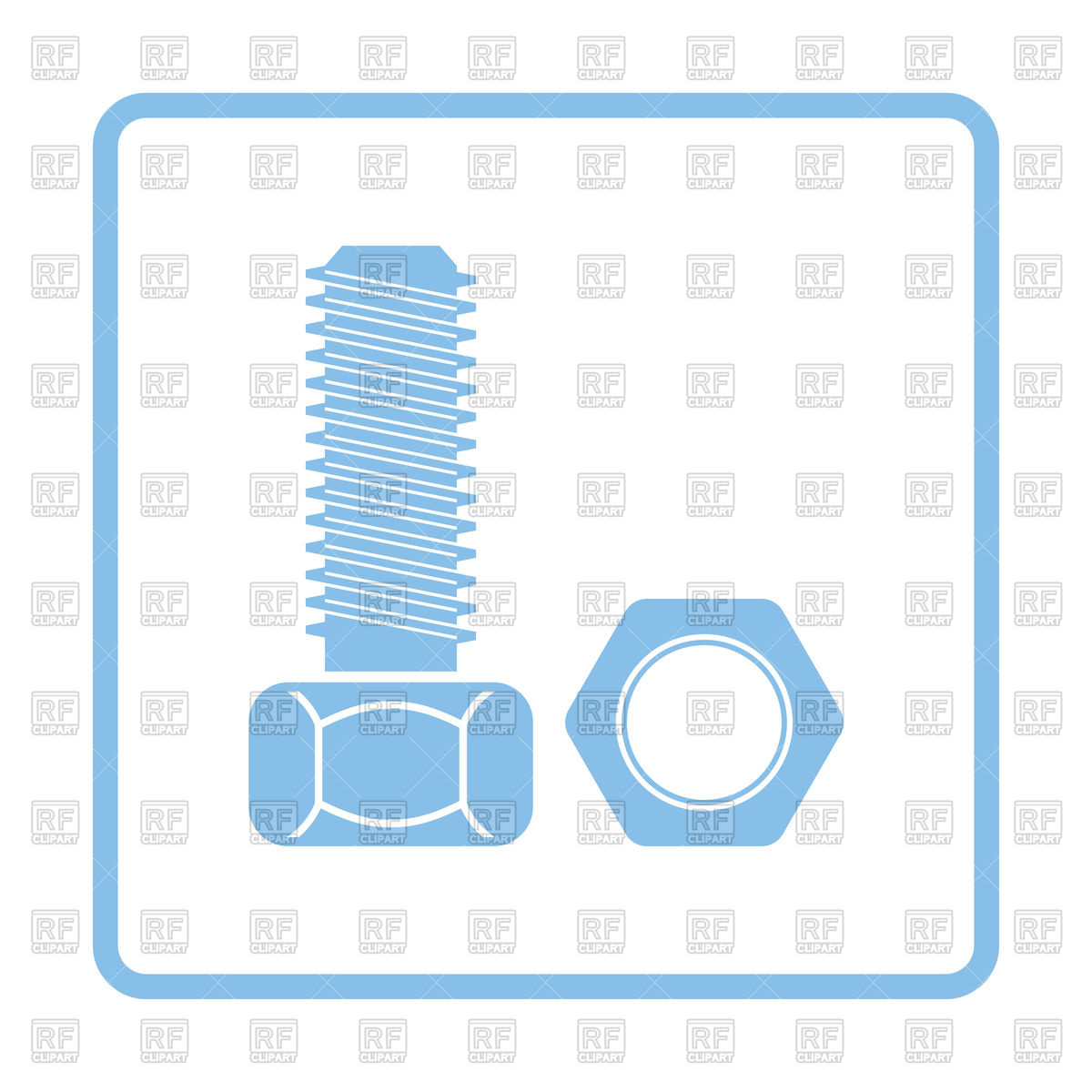 1200x1200 Blue Frame Design Of Icon Of Bolt And Nut Vector Image