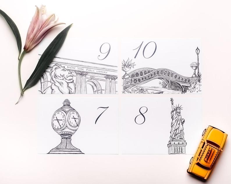 Nyc Icon Wedding Table Numbers New York City Wedding Theme Etsy 794x635 Nyc Icon Wedding Table Numbers New York City Wedding Theme Etsy