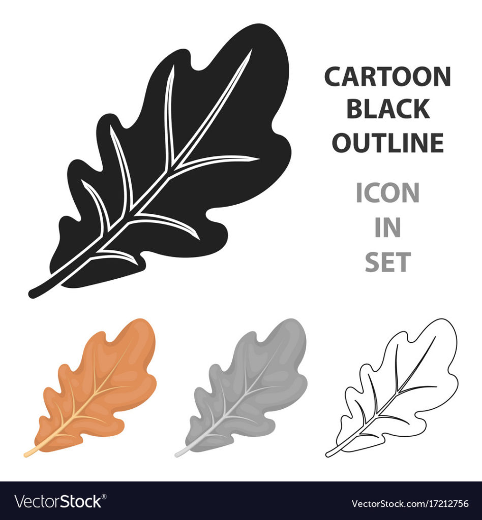 948x1024 Coloring Oak Leaf Icon In Cartoon Style Isolated On White Vector