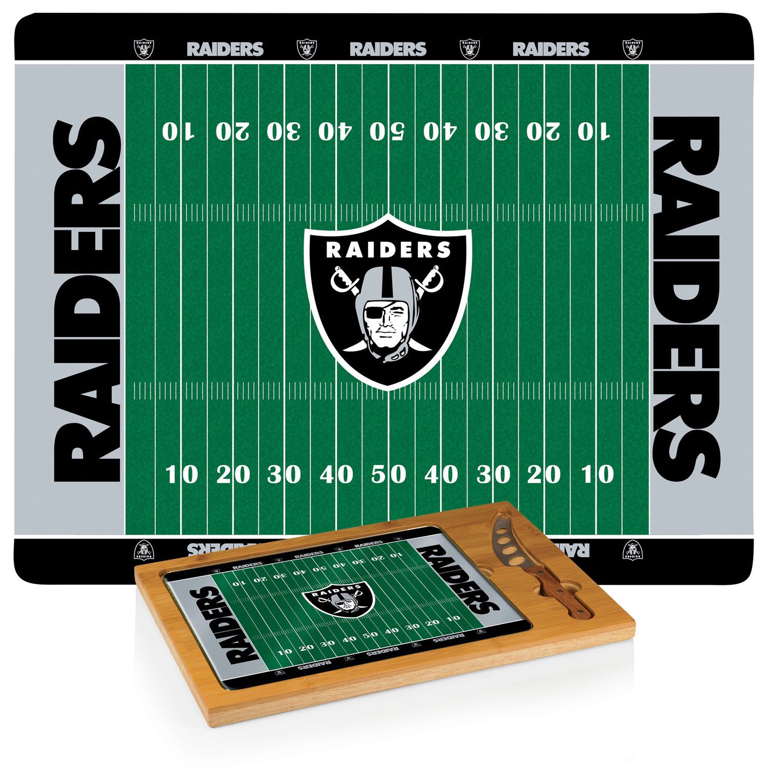1500x1500 Nfl Oakland Raiders Icon Cutting Board Tray Knife Set Pier