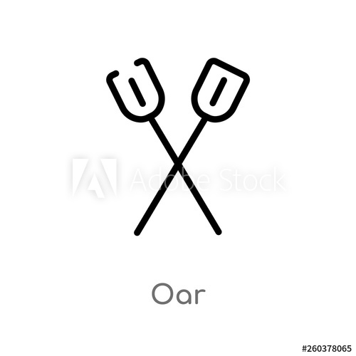 500x500 Outline Oar Vector Icon Isolated Black Simple Line Element