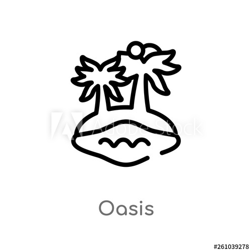 500x500 Outline Oasis Vector Icon Isolated Black Simple Line Element