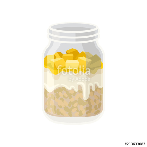 500x500 Oatmeal With Yogurt And Pieces Of Fruit In Glass Jar Healthy