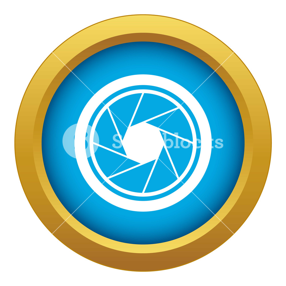 1000x1000 Photographic Objective Icon Blue Vector Isolated On White