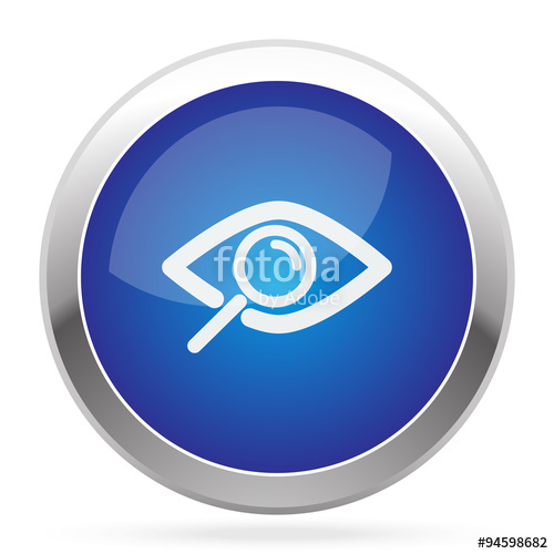 500x500 White Observation Icon On Blue Web App Button Stock Image