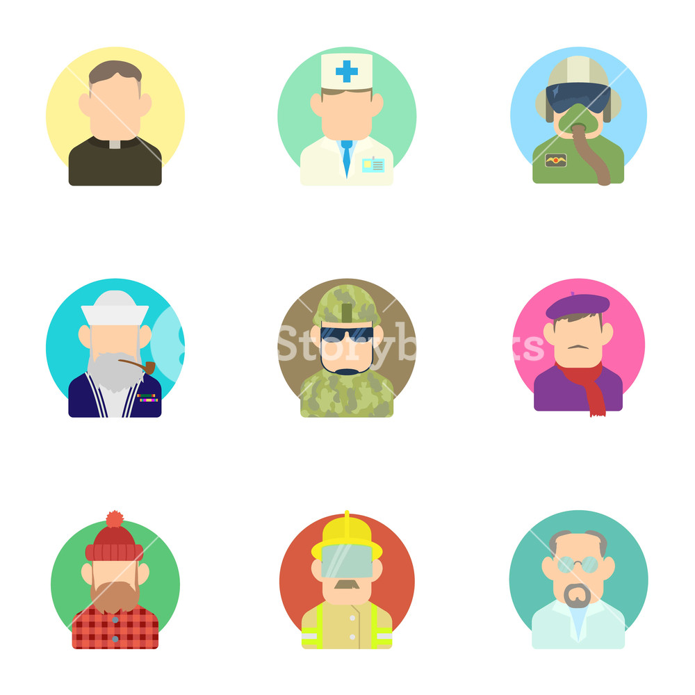 1000x1000 Occupation Icons Set Flat Illustration Of Occupation Vector