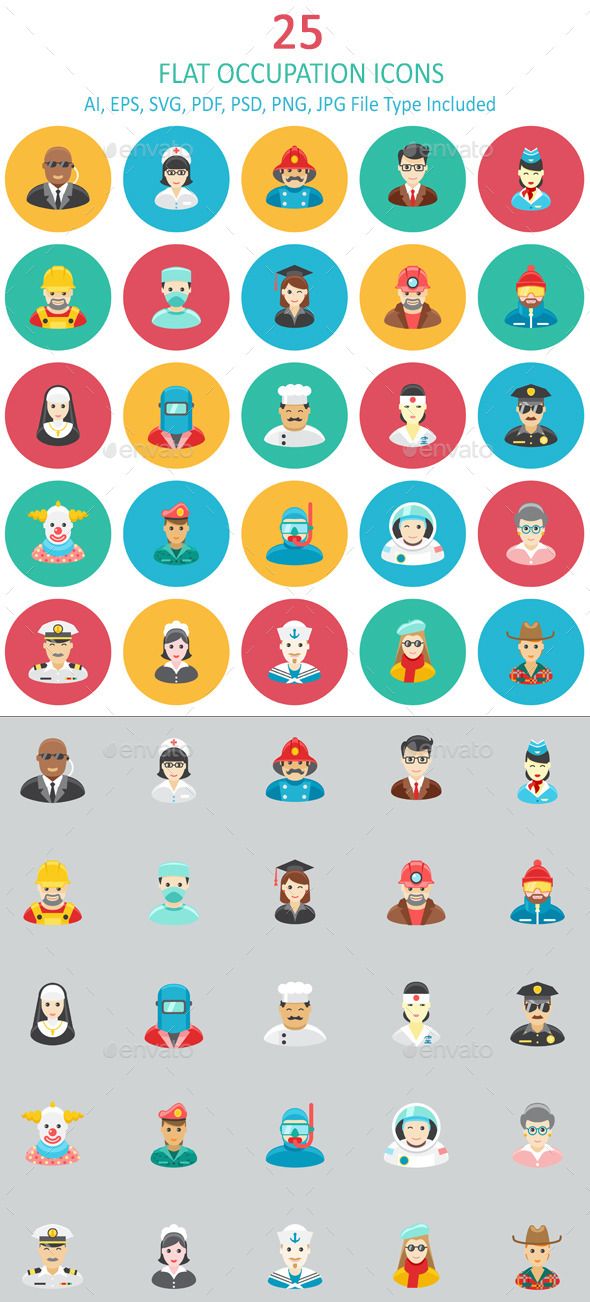 590x1302 Flat Occupation Icons