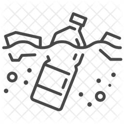 256x256 Plastic In Ocean Icon Of Line Style