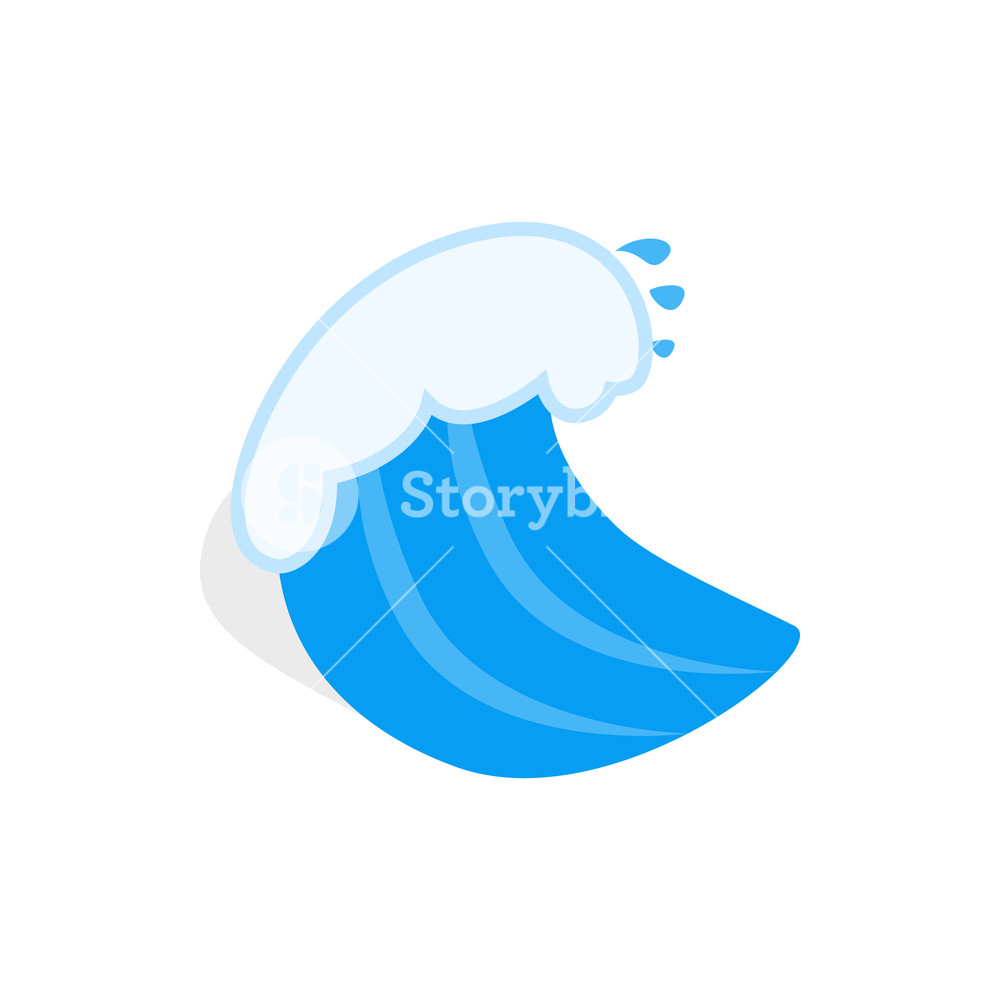 1000x1000 Ocean Wave Icon In Isometric Style On A White Background