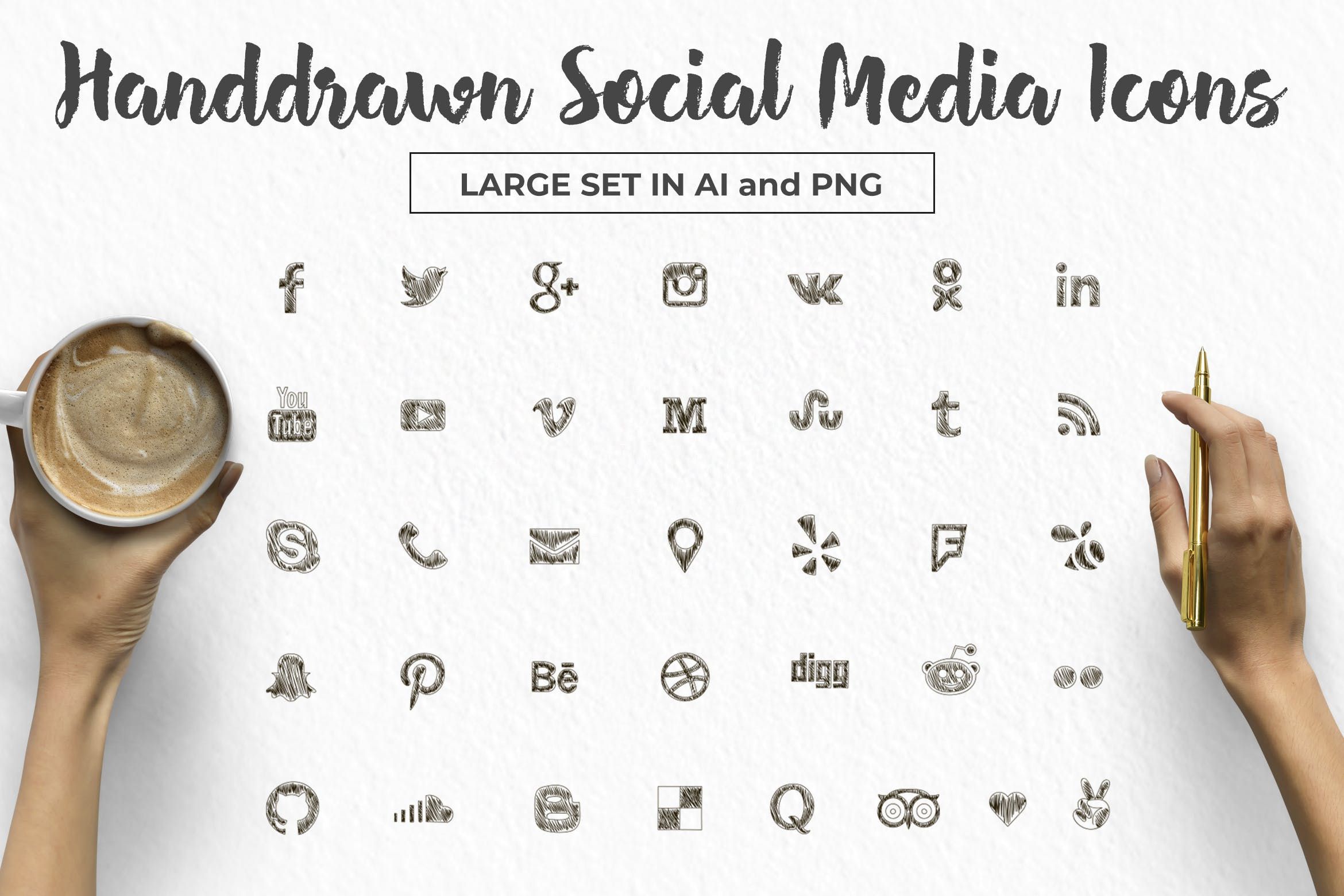 2340x1560 Social Media Icons Large Set