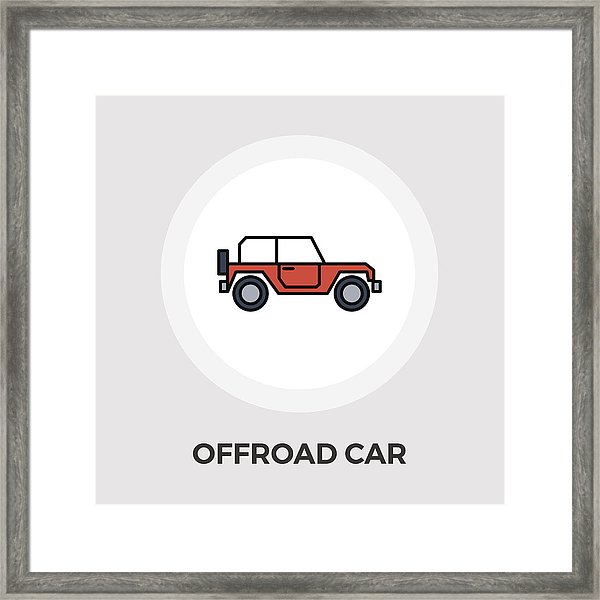 600x600 Offroad Car Vector Flat Icon Framed Print