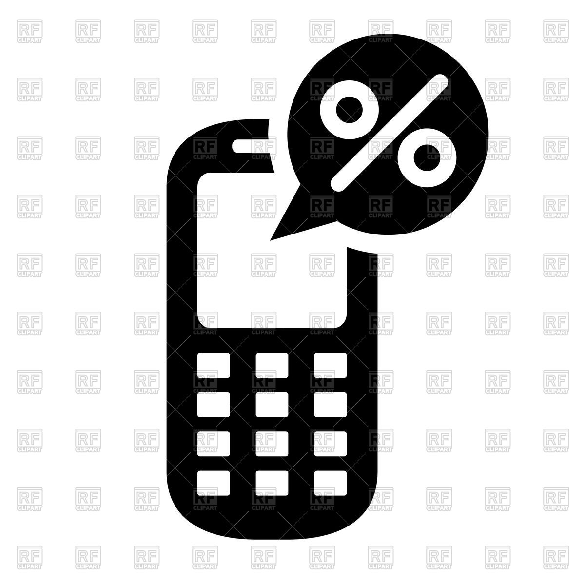 1200x1200 Phone With Discount Offer Icon Vector Image Of Icons And Emblems
