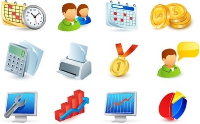 411x256 Office Icons Collection Colorful Symbols Free Vector