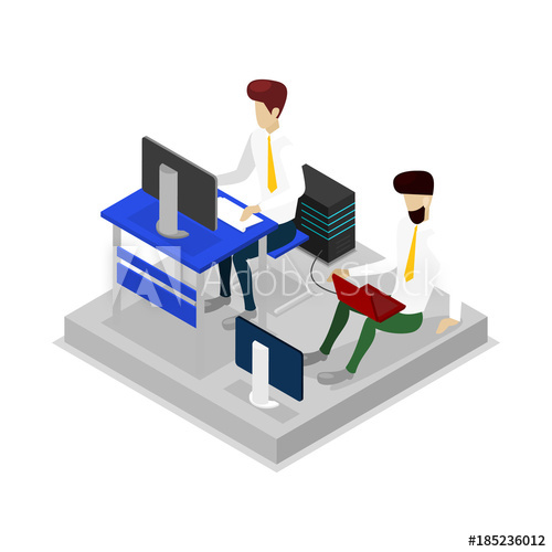 500x500 Programmers Work On Computers Isometric Icon Programing