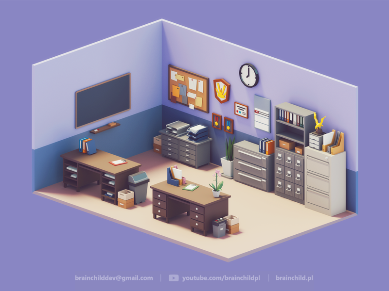 800x600 Room Assets In Low Poly, Low Poly Game Icon Design